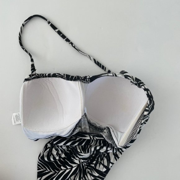 Kenneth Cole Black and White Palm Print Halter Maxi Dress Coverup size Small S - Picture 5 of 8